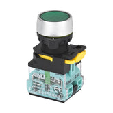 Push Button Switch Plug Terminal Flat Head Momentary Green 1 Normally-Open